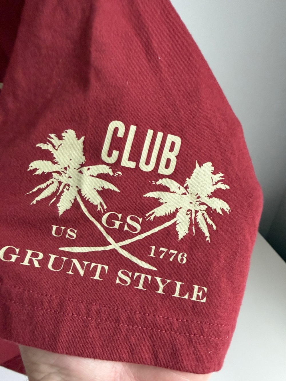 Grunt Style Maroon Graphic DEFEND THE SECOND Tee with Cream Print - Picture 4 of 5